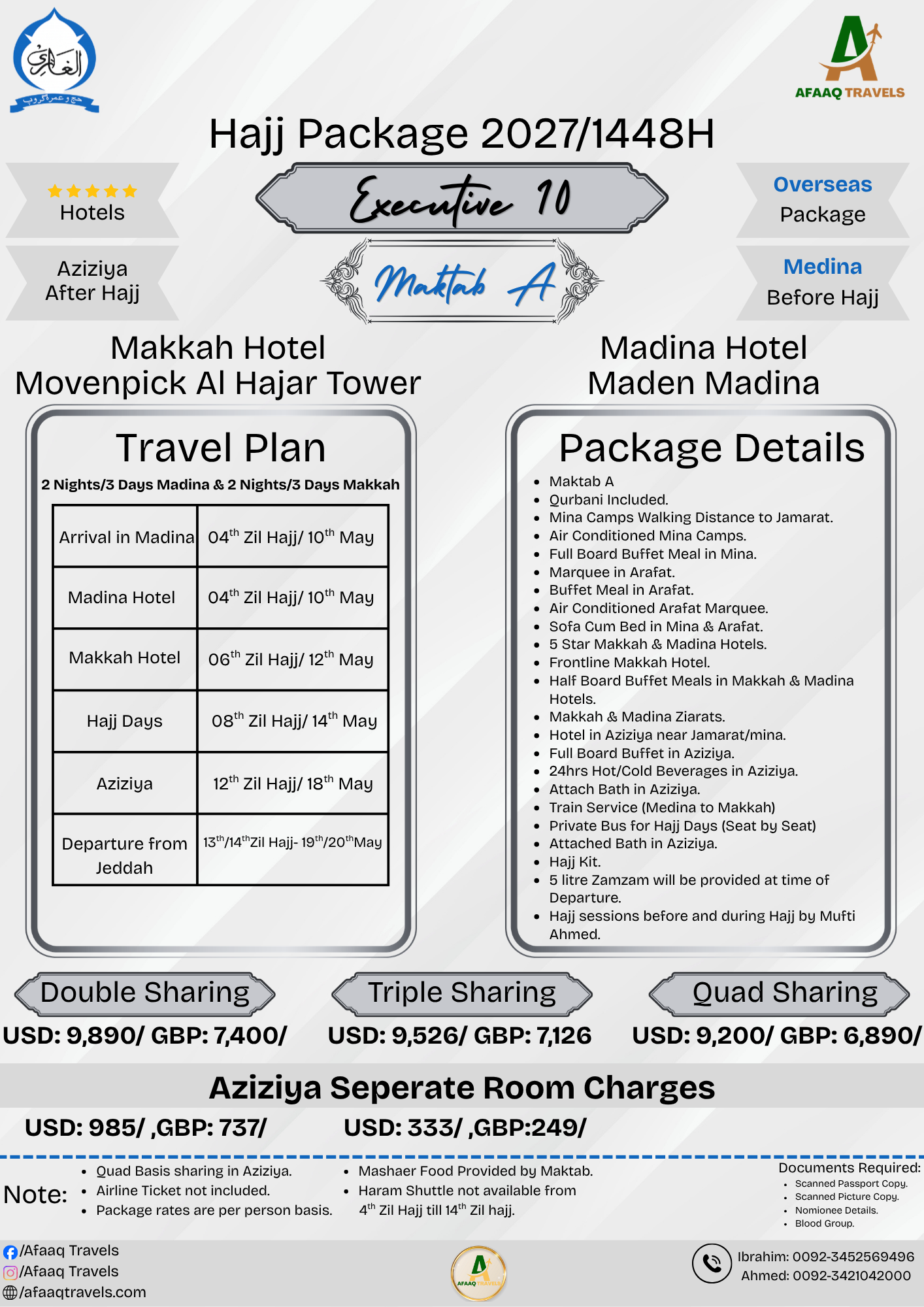 10 Days Executive Luxury Hajj Packages 2027 Maktab A