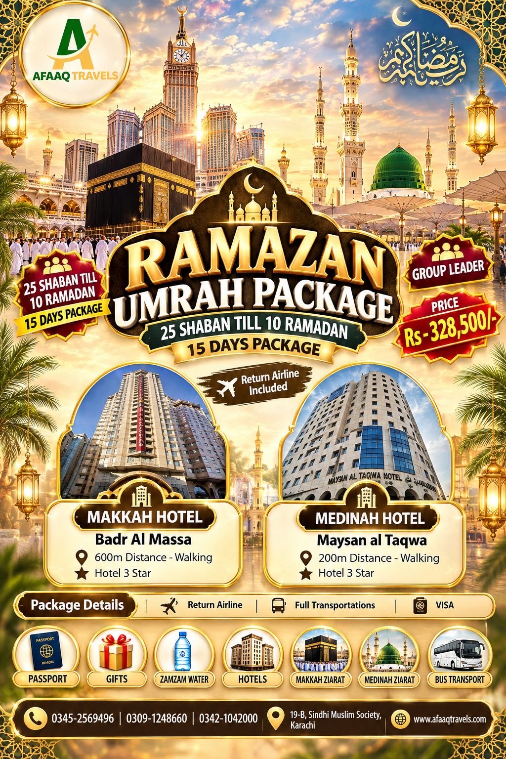 15 Days Group Ramzan Umrah Package 2027 from Karachi and Lahore