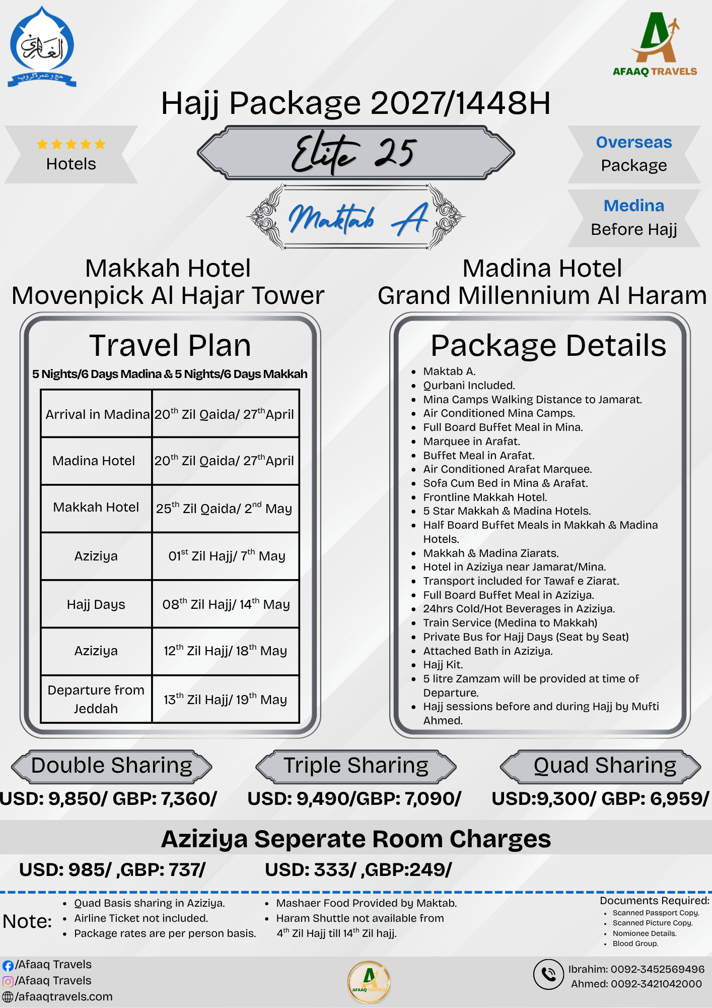 25 Days Hajj Packages 2027 Maktab A