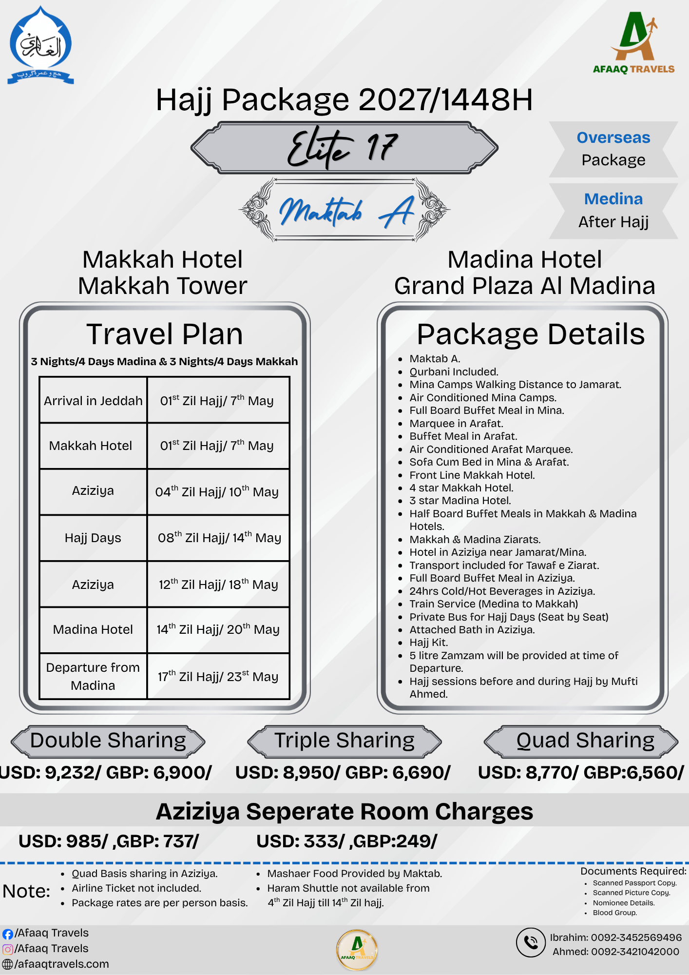 Elite 17 Days Hajj Packages 2027 Maktab A