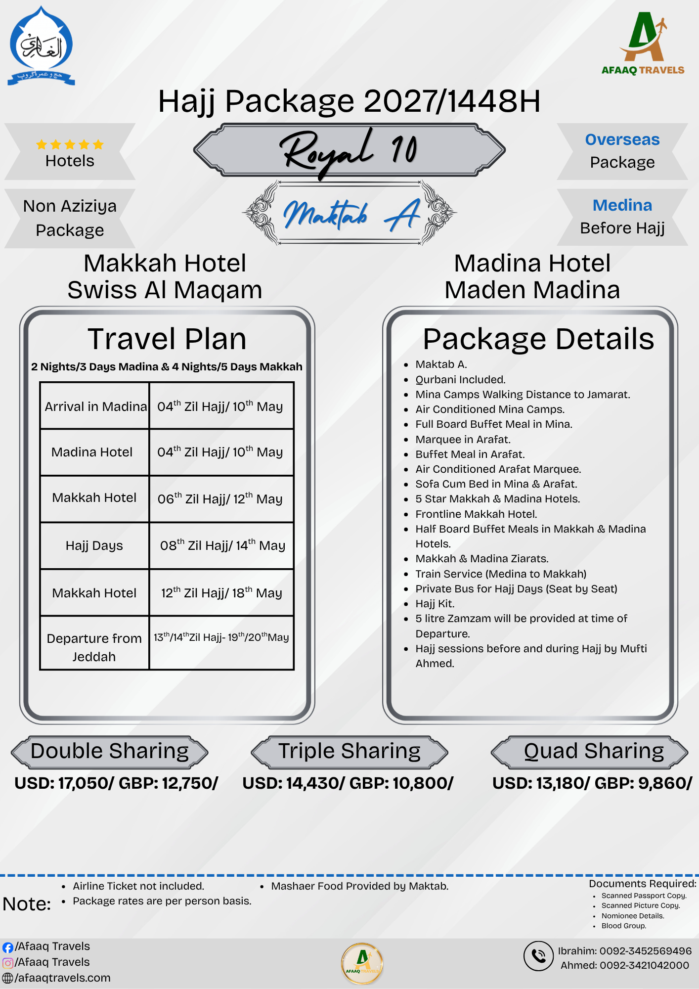 VVIP Royal 10 Days Hajj Packages 2027 Maktab A